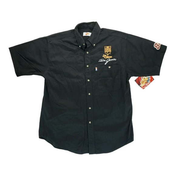 NWT Dale Jarrett UPS NASCAR Racing Vintage Black Button Up Shirt‎ Large - Picture 1 of 5